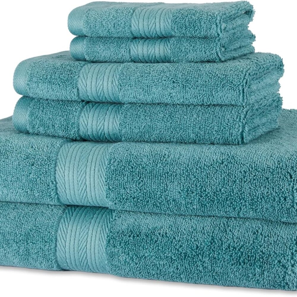 OEKO-TEX Certified Cotton Towel Set - 6-Piece Fade-Resistant Collection in Teal